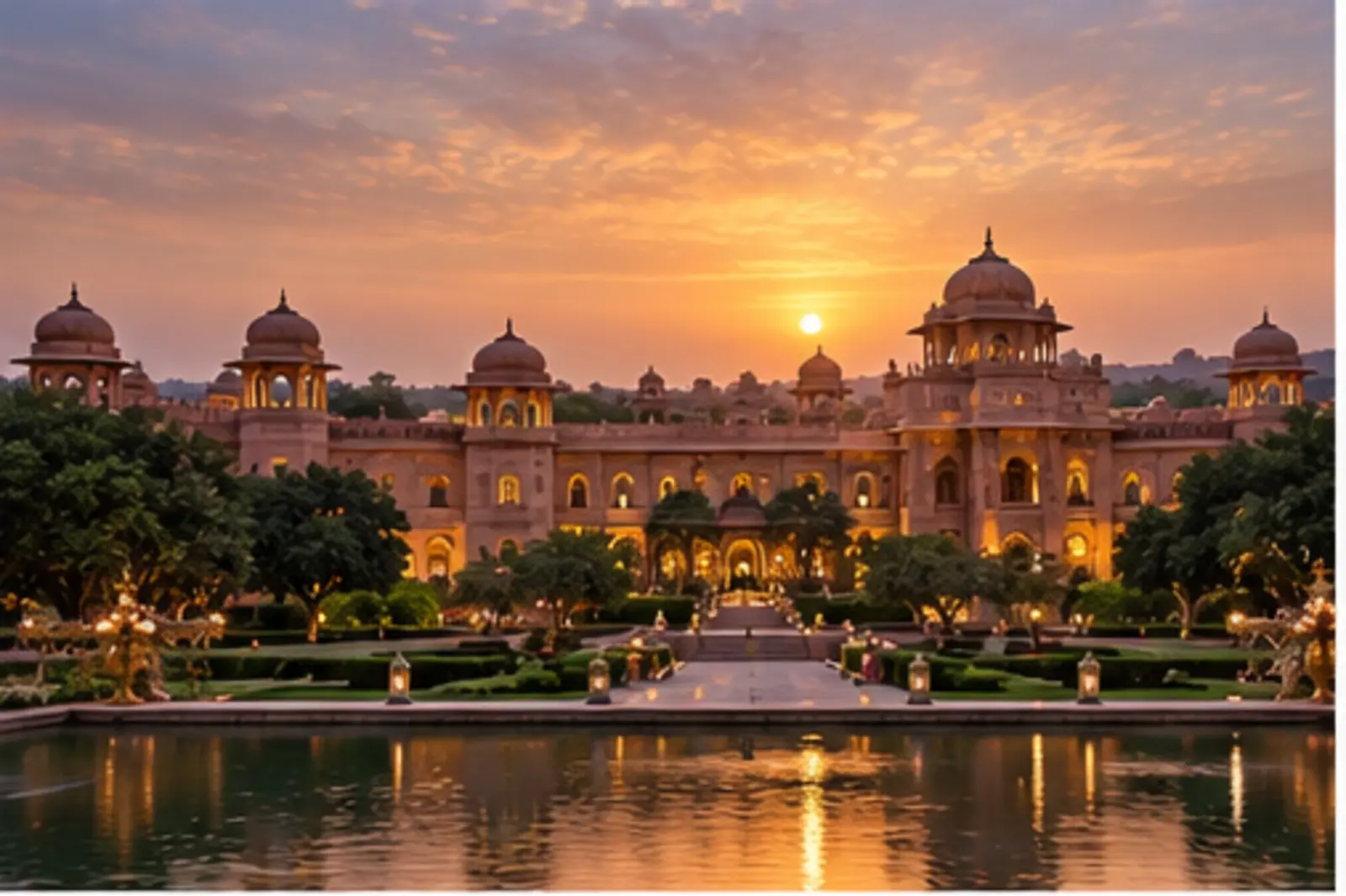 The Sandstone Palace resort at sunset