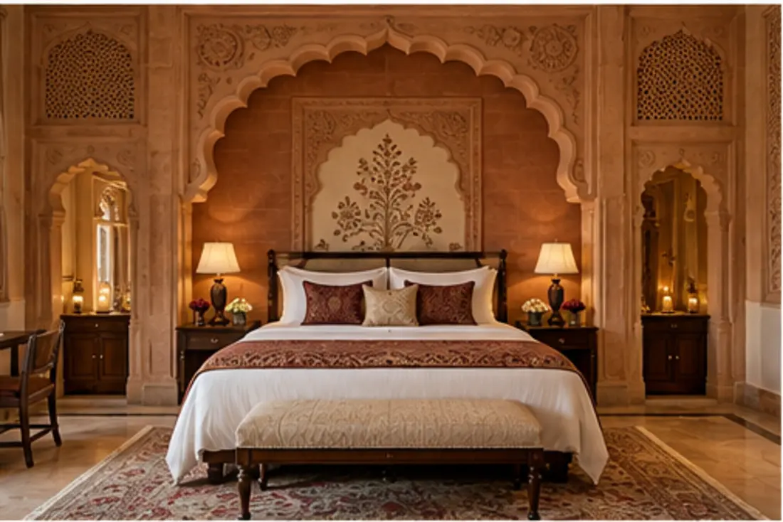 Heritage Suite with carved arch headboard